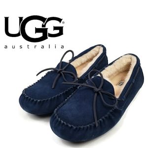 UGG Men's Olsen Navy Suede Moccasin Slippers
